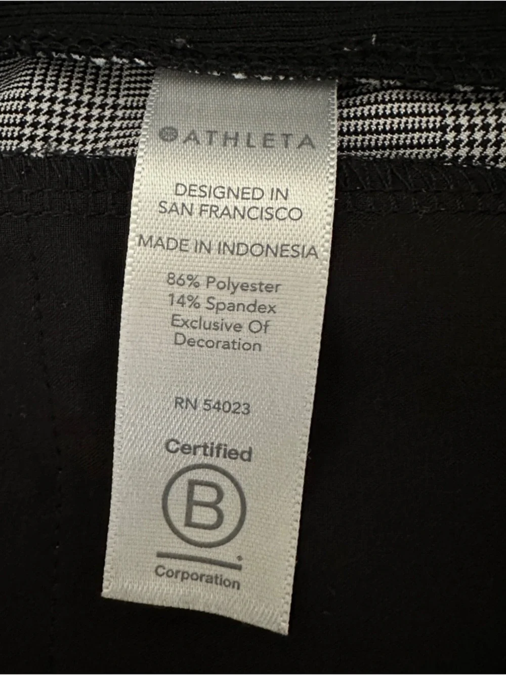 Athleta Glen Plaid Brooklyn Ankle Pant Women’s 6 Black White Side Stripe - Picture 6 of 11